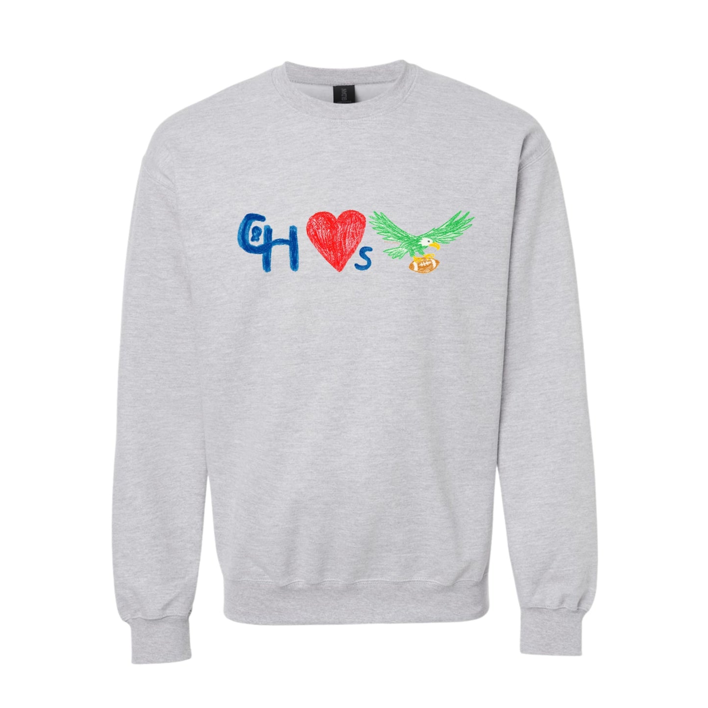 CHOP ❤️s the Birds heather gray crewneck sweatshirt - PRINTED-TO-ORDER (ships from local print shop)