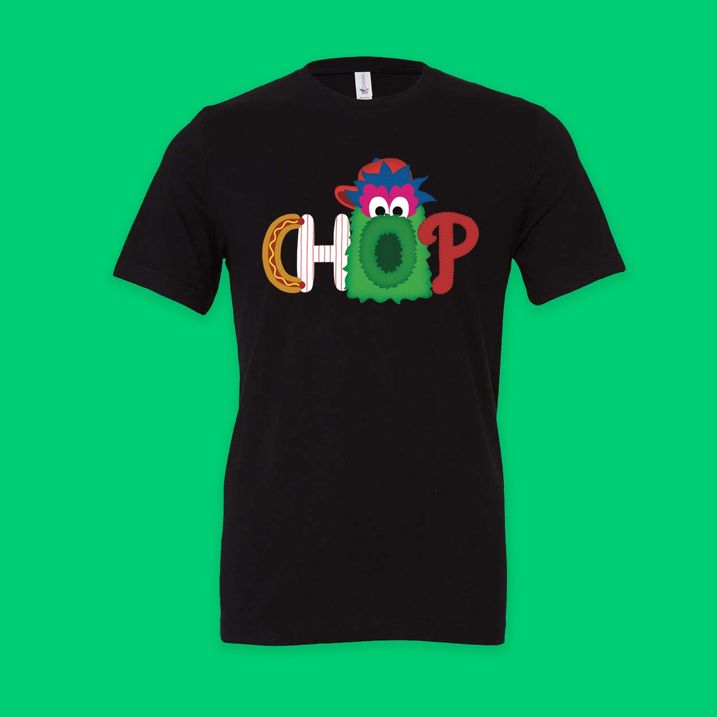 CHOP Philly baseball mascot black short sleeve t-shirt - PRINTED-TO-ORDER (ships from local print shop)