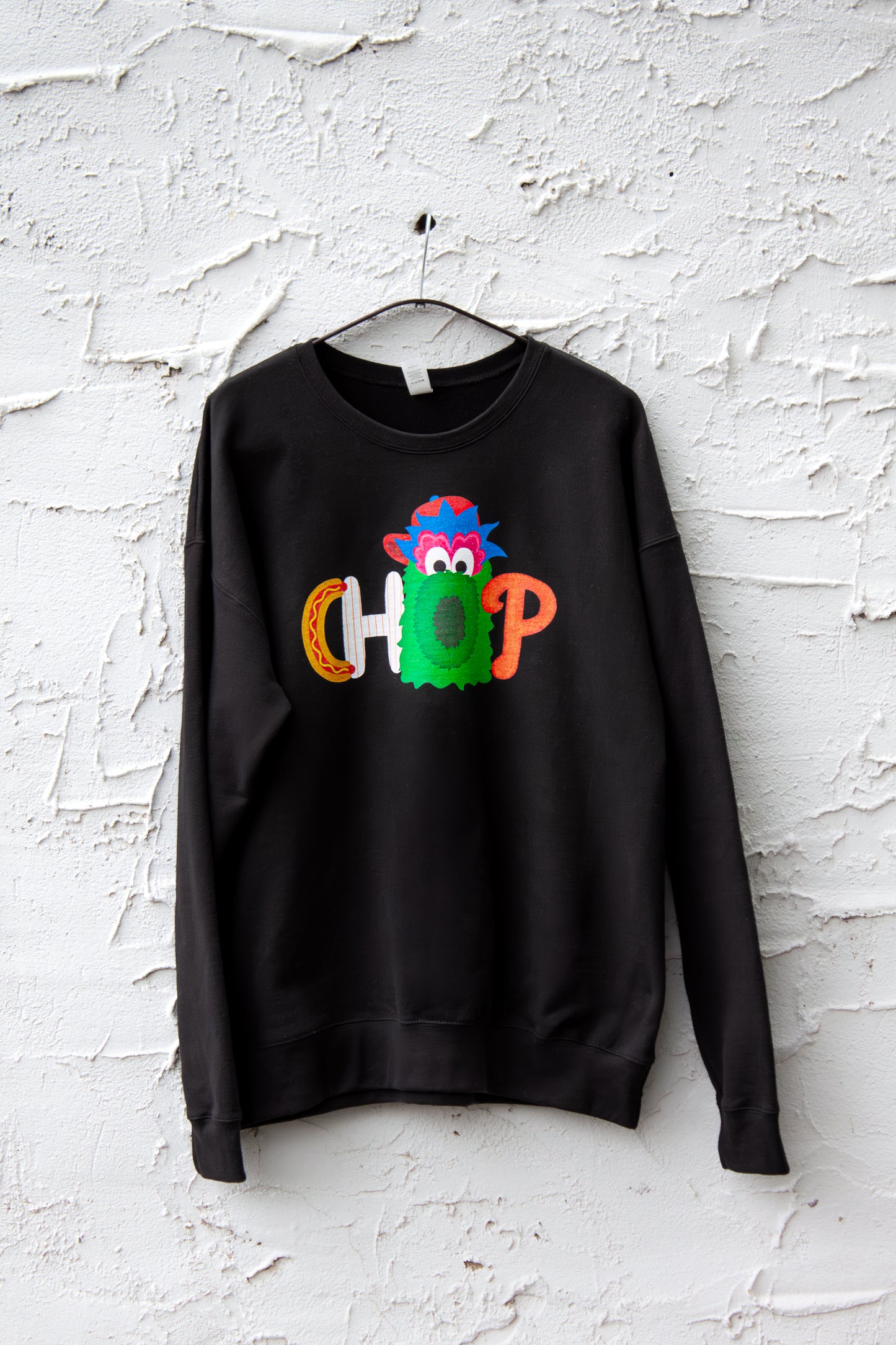 CHOP Philly baseball mascot black crewneck sweatshirt - READY-TO-SHIP (ships in 1-2 business days)