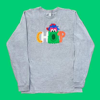 CHOP Philly baseball mascot HEATHER GRAY long sleeve tee