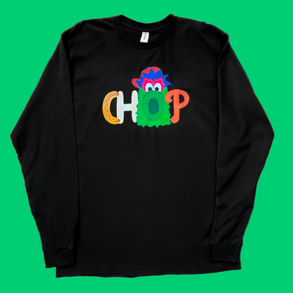 CHOP Philly baseball mascot BLACK long sleeve tee