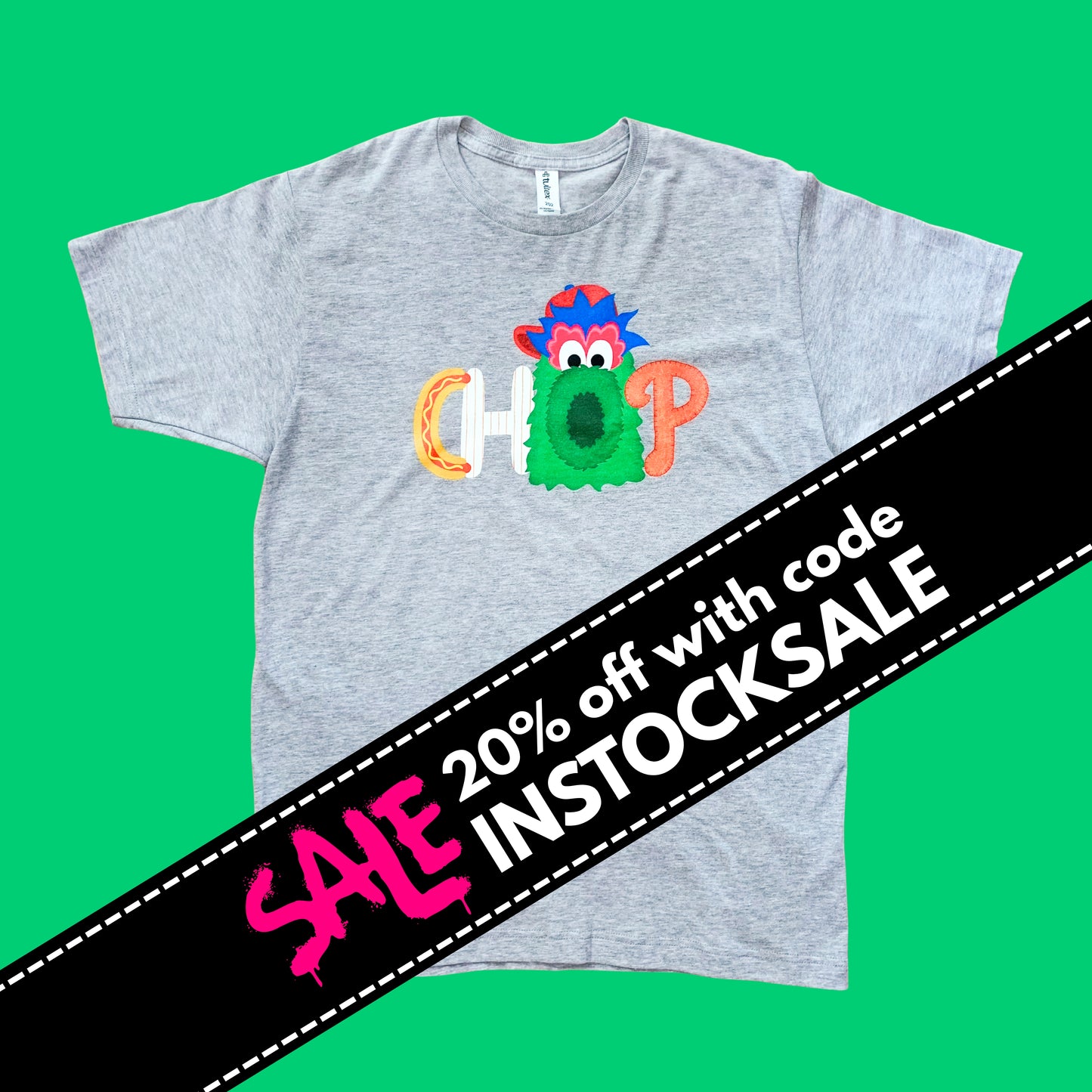 CHOP Philly baseball mascot heather gray short sleeve t-shirt - READY-TO-SHIP (ships in 1-2 business days)