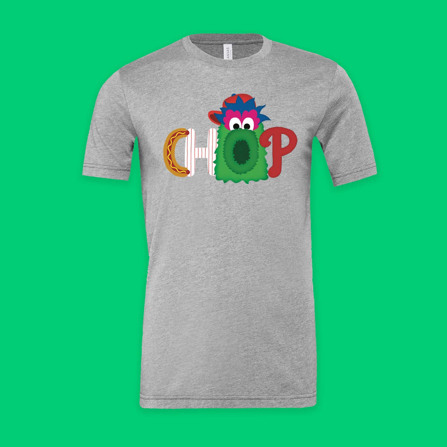 CHOP Philly baseball mascot heather gray short sleeve t-shirt - PRINTED-TO-ORDER (ships from local print shop)
