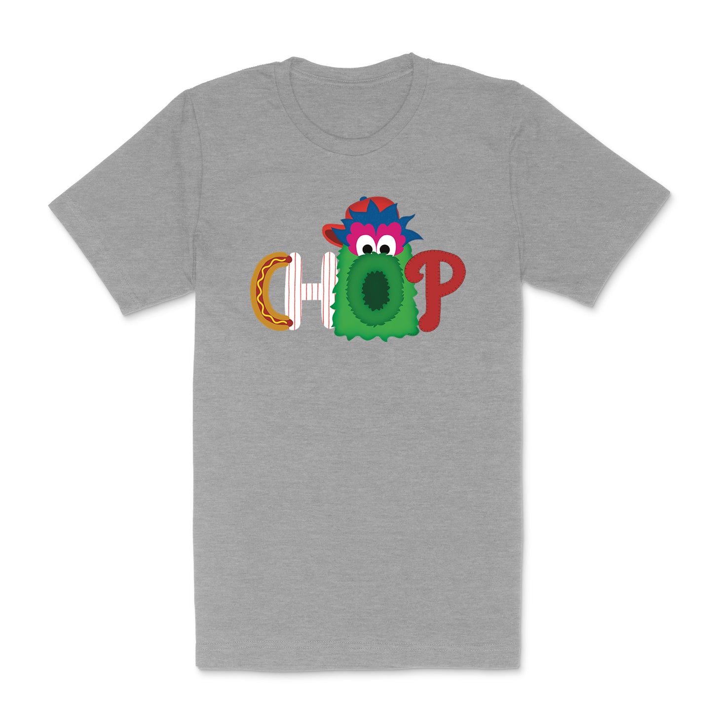 CHOP Philly baseball mascot heather gray short sleeve t-shirt - PRINTED-TO-ORDER (ships from local print shop)