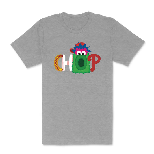 CHOP Philly baseball mascot heather gray short sleeve t-shirt - PRINTED-TO-ORDER (ships from local print shop)