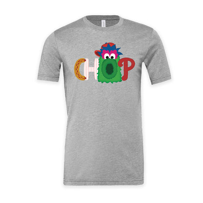CHOP Philly baseball mascot heather gray short sleeve t-shirt - PRINTED-TO-ORDER (ships from local print shop)