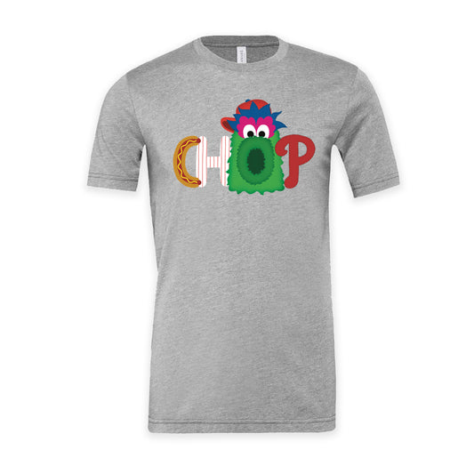 CHOP Philly baseball mascot heather gray short sleeve t-shirt - PRINTED-TO-ORDER (ships from local print shop)