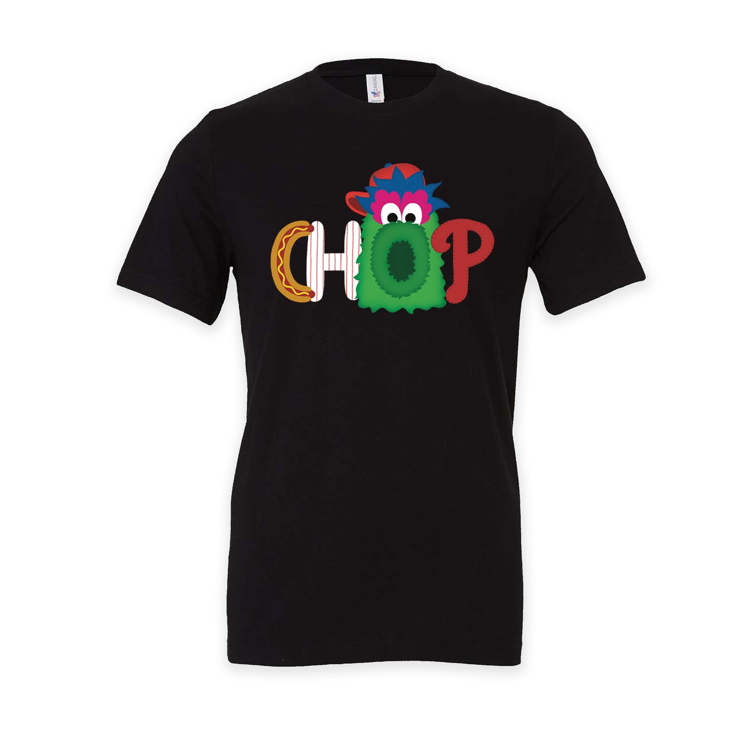 CHOP Philly baseball mascot black short sleeve t-shirt - PRINTED-TO-ORDER (ships from local print shop)