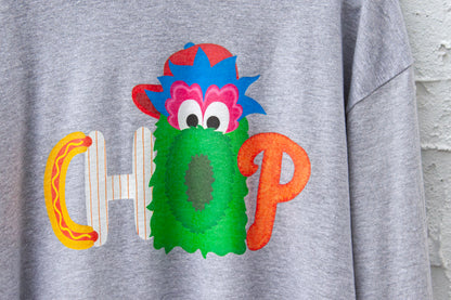 CHOP Philly baseball mascot HEATHER GRAY long sleeve tee