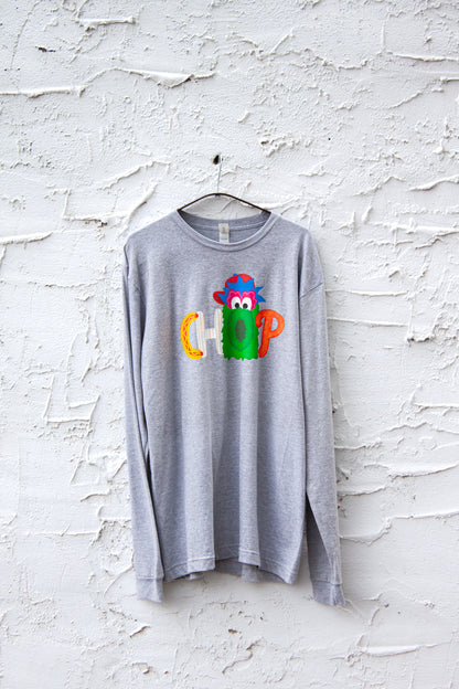 CHOP Philly baseball mascot HEATHER GRAY long sleeve tee