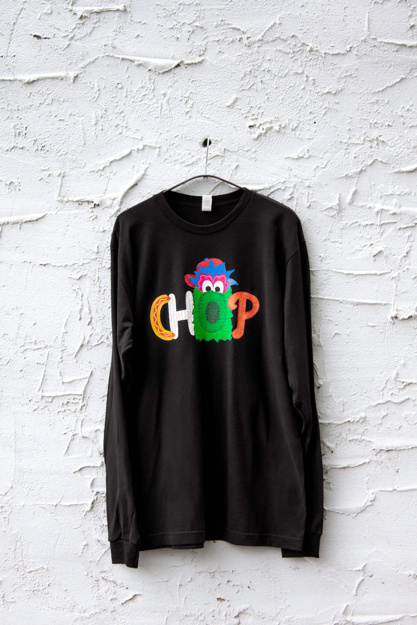 CHOP Philly baseball mascot BLACK long sleeve tee