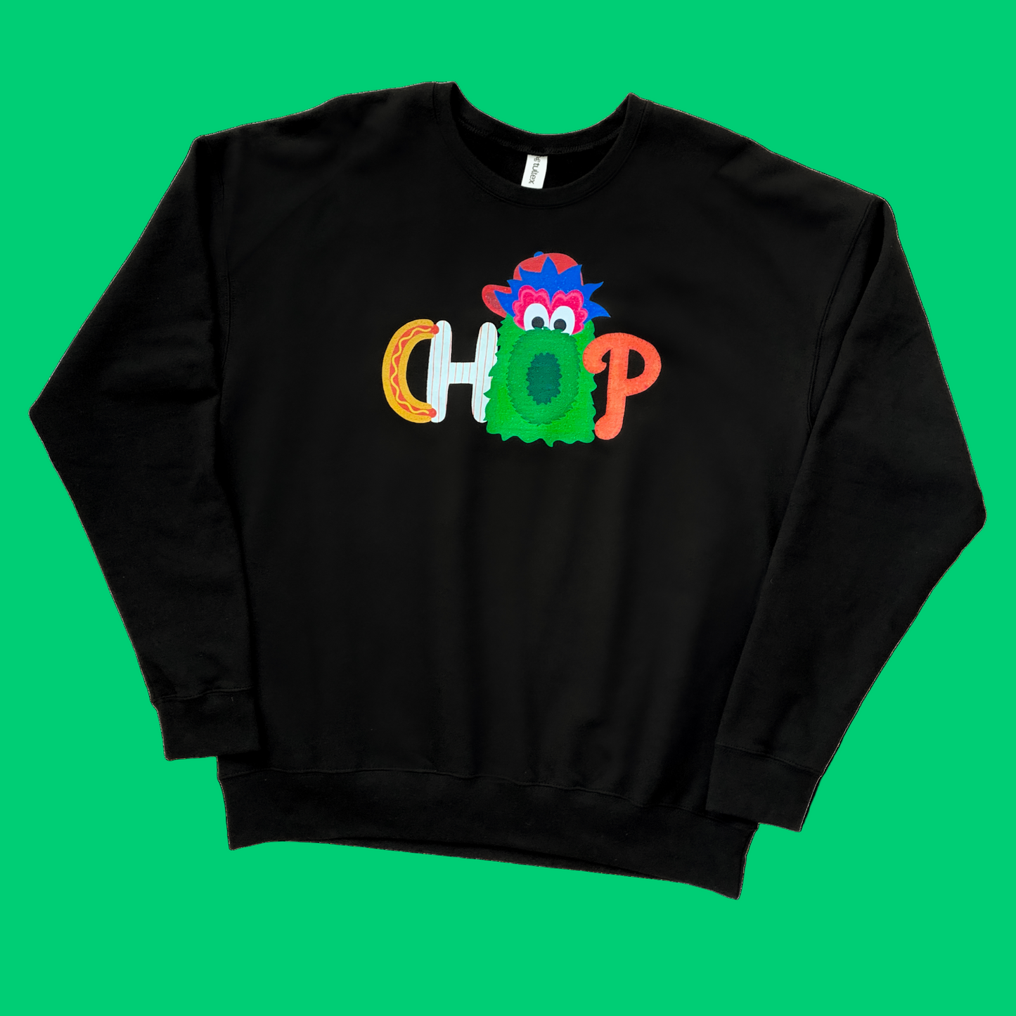 CHOP Philly baseball mascot BLACK crewneck sweatshirt