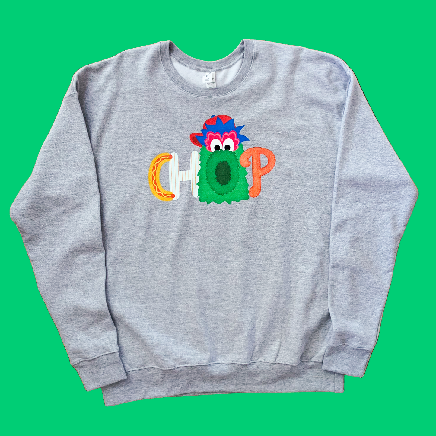 CHOP Philly baseball mascot HEATHER GRAY crewneck sweatshirt